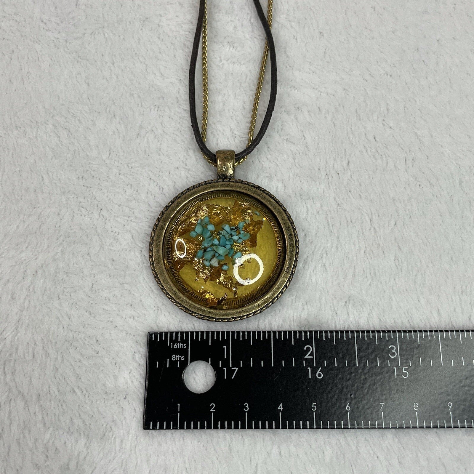 Laura Ashley Women's Fashion Jewelry Turquoise & Gold Flakes Medallion Necklace