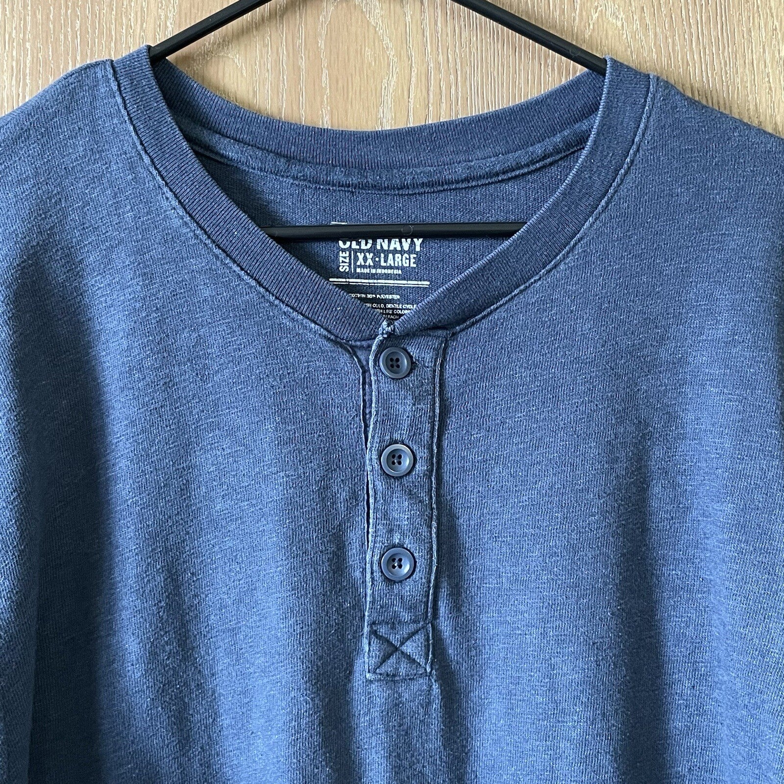 Old Navy Men's Size XX-Large (2XL) Blue Long Sleeve Casual Henley Shirt