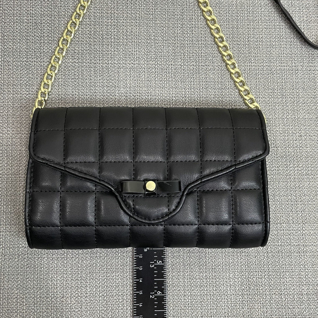 NWT Mossimo Women's Black Gold Chained Quilted Crossbody Bag Purse Wallet