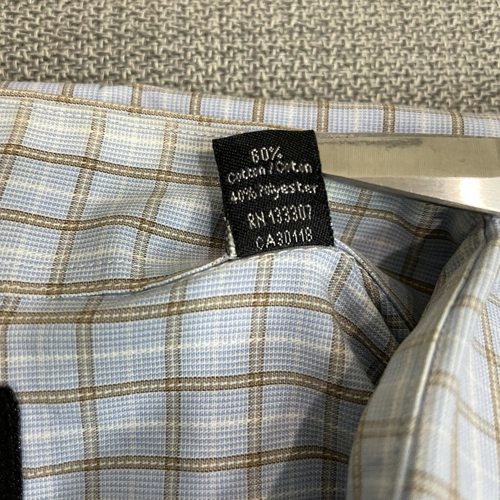 U.S. Polo Assn. Men's XL Light Blue Tan Plaid Long Sleeve Button Up Dress Shirt