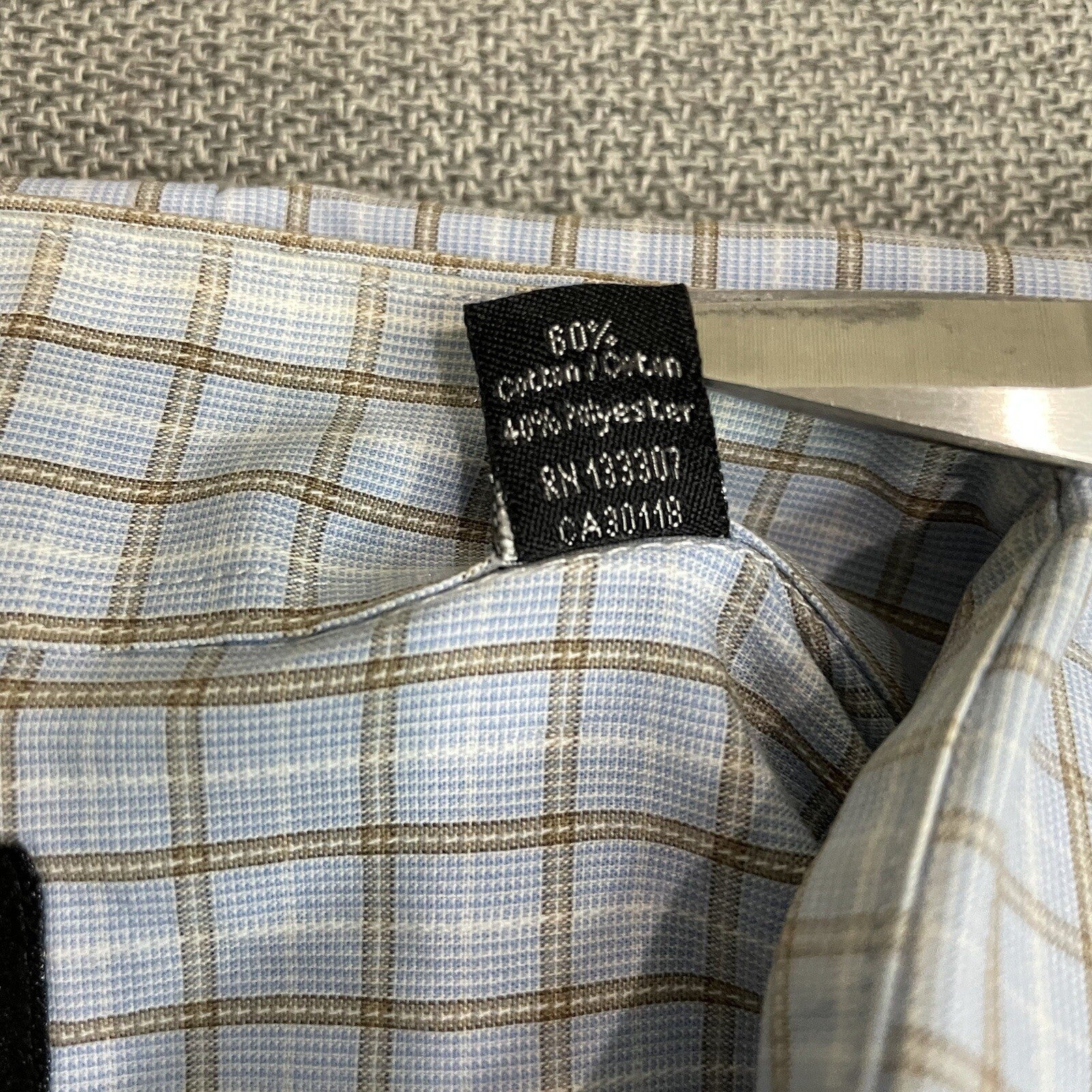 U.S. Polo Assn. Men's XL Light Blue Tan Plaid Long Sleeve Button Up Dress Shirt