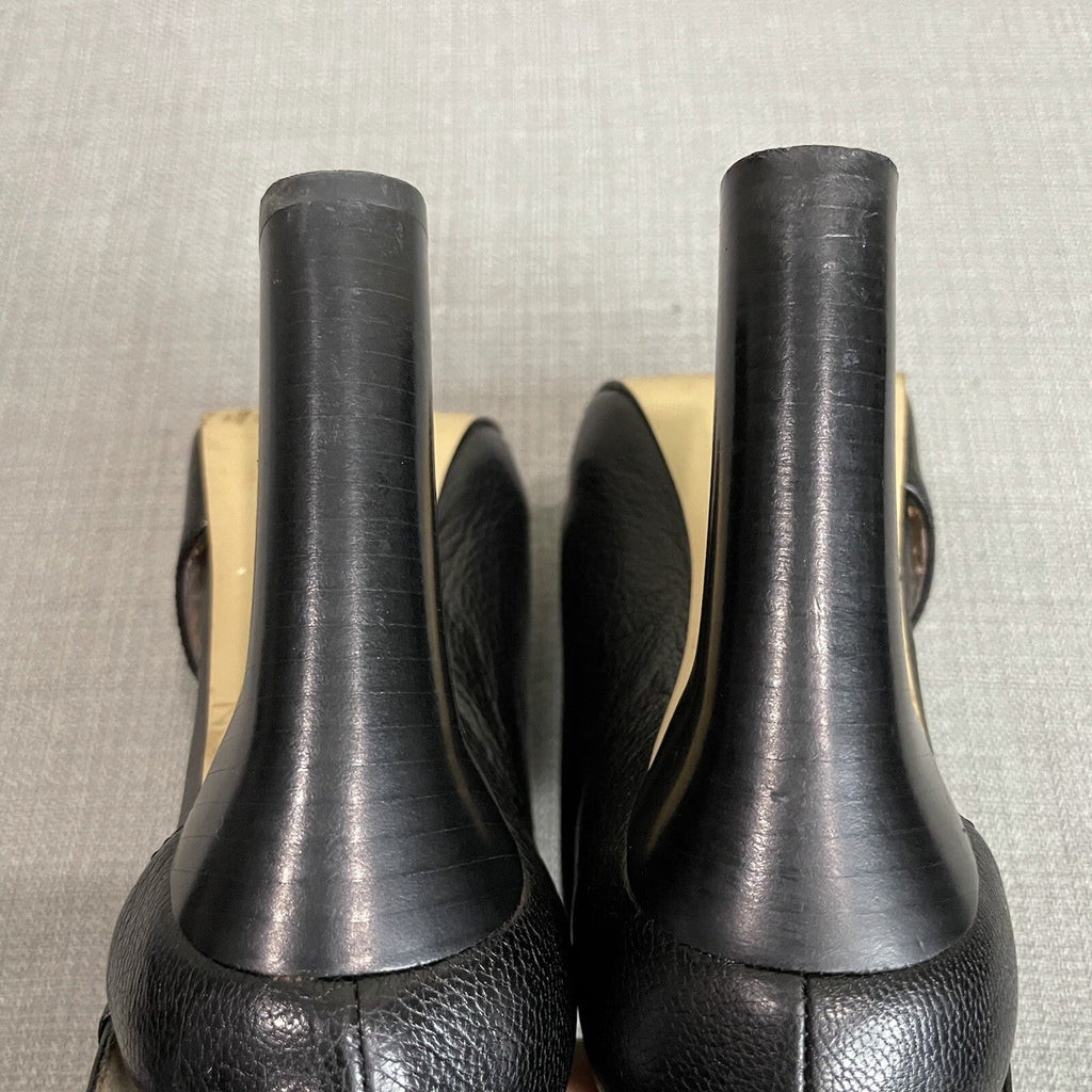 Nine West "NWMega" Women's (Size 6) Black Leather Tall Stack High Heels
