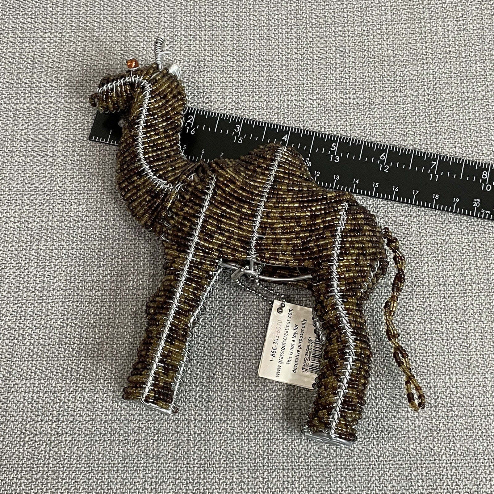 GrassRoots Creations (Beadworx) Decorative Metal Beaded Camel Sculpture