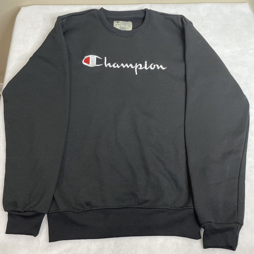 Champion Adult (Men’s/Women’s) Size L Black Sweatshirt w/Embroidered Lettering