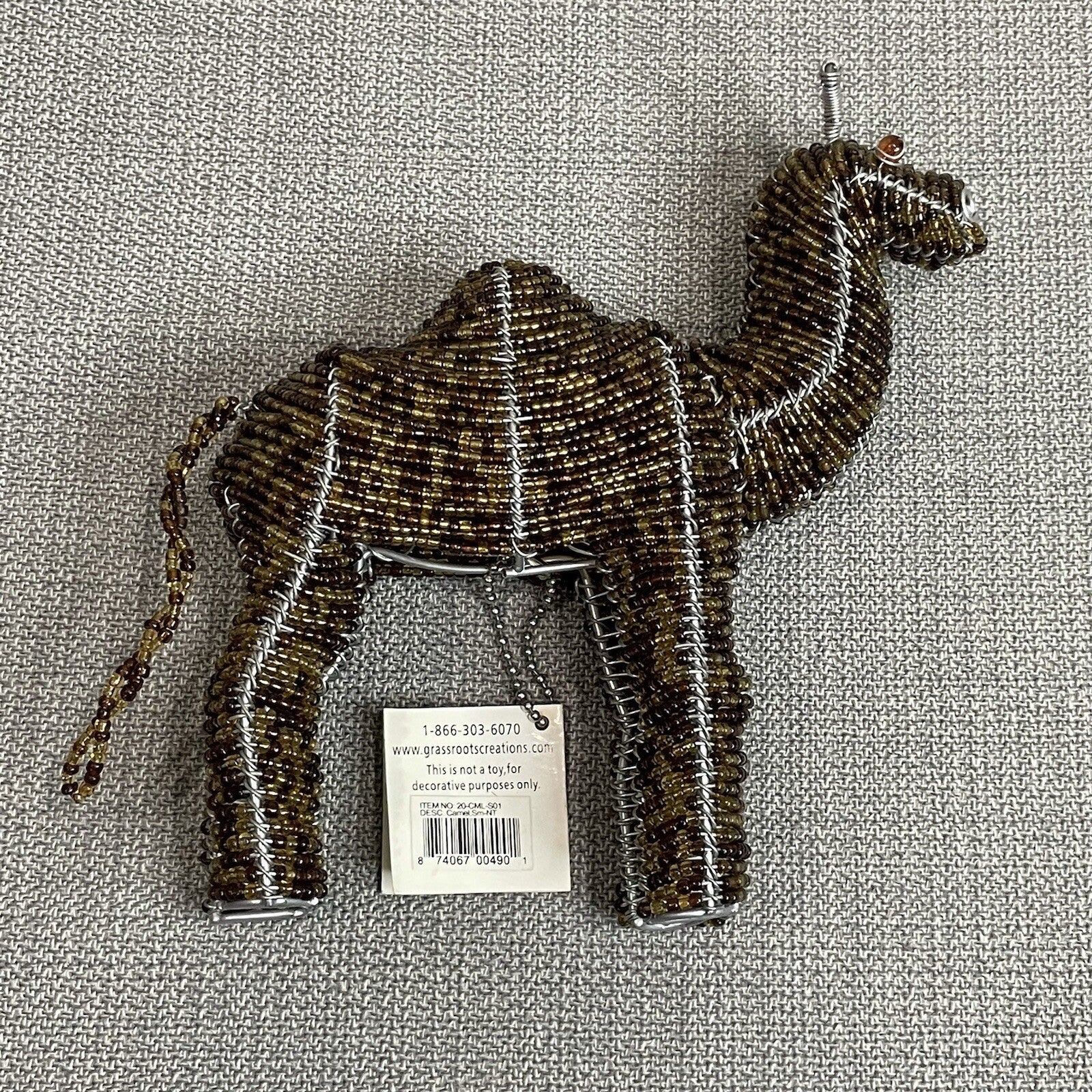 GrassRoots Creations (Beadworx) Decorative Metal Beaded Camel Sculpture