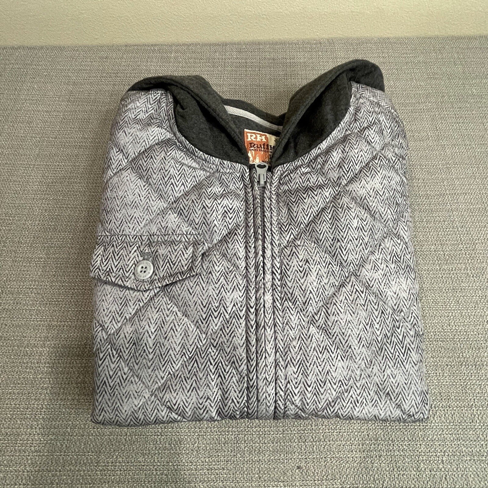 Ruff Hewn Women's Size PL (Petite Large) Quilted Gray Hoodie Vest w/Pockets