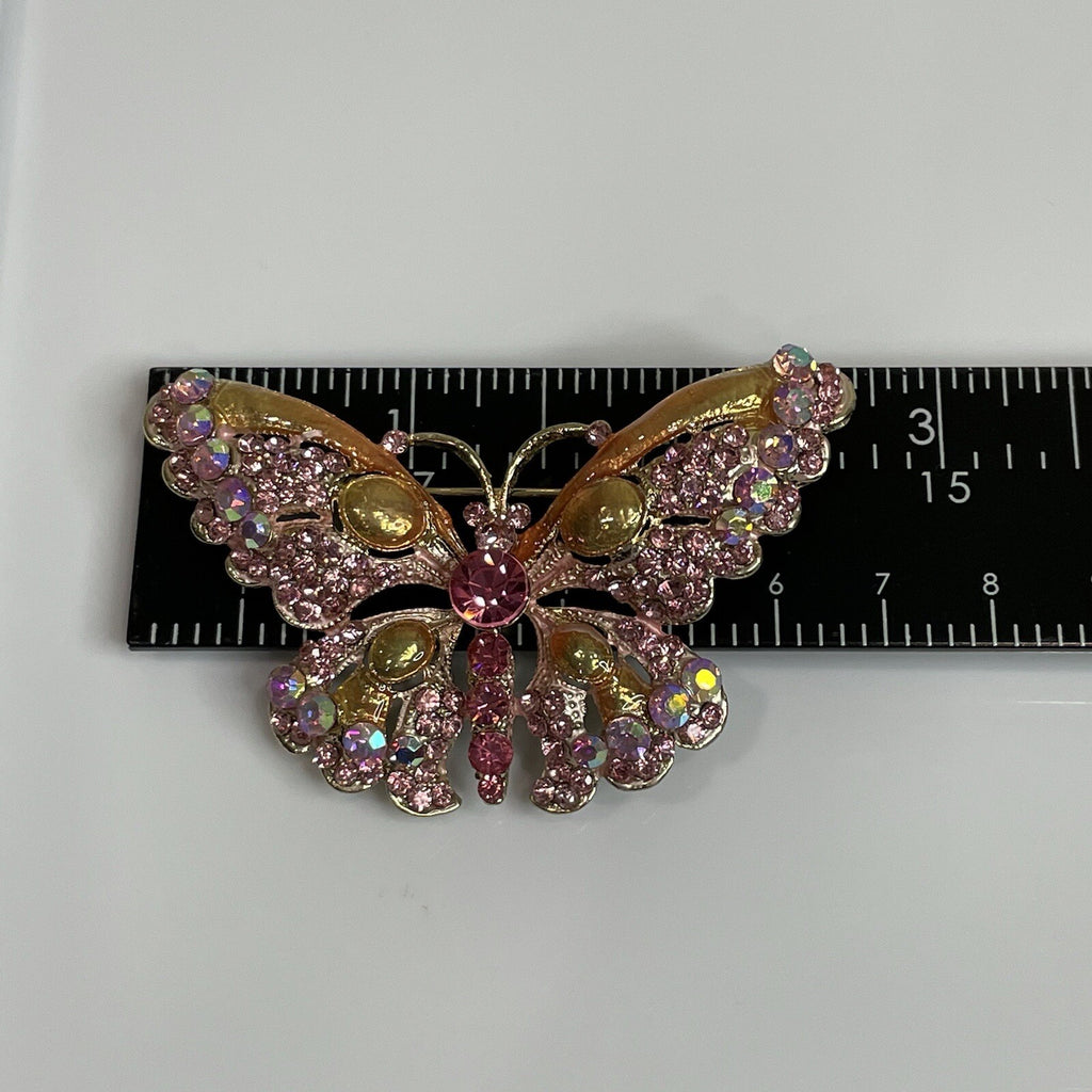 Women's Fashion Jewelry - Pins & Brooches - Pink Sparkle Butterfly