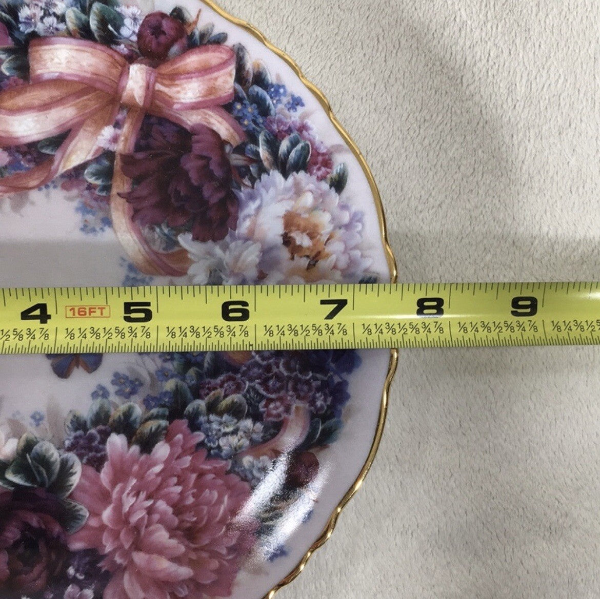 The Bradford Exchange "Circle of Love" Floral Wreath Butterfly Decorative Plate