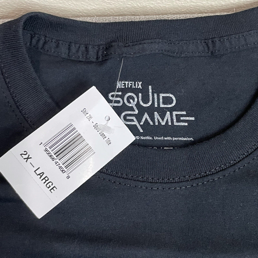 NWT Netflix Squid Game Mens Womens Adult Size XXL (2XL) Black Logo T-Shirt