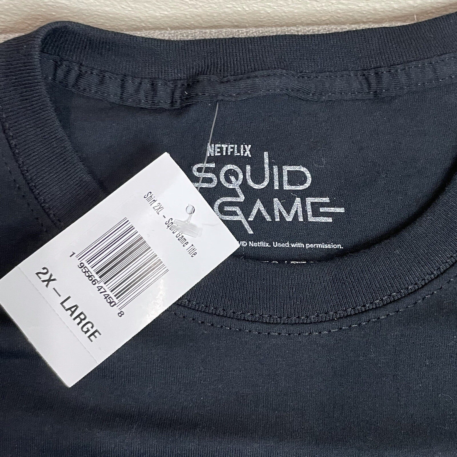 NWT Netflix Squid Game Mens Womens Adult Size XXL (2XL) Black Logo T-Shirt