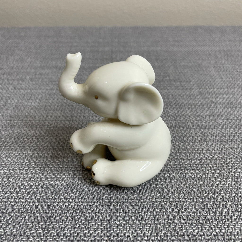 Lenox Decorative Mini Baby Ivory and Gold Sitting Elephant Figurine