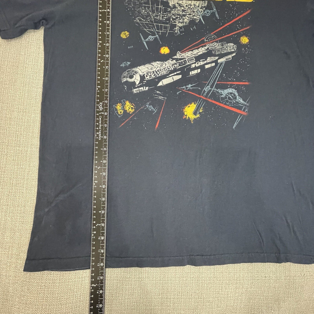 Star Wars Men's Size 2XL Blue Graphic Battle Ship Short Sleeve T-shirt