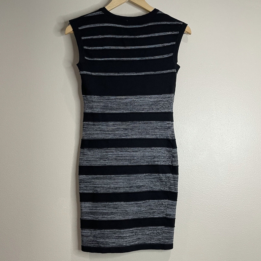 NWT Pink Rose Women's Size Small Black Gray Striped Sleeveless Mini Dress