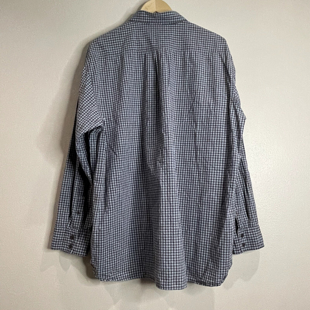 Timberland Men's XXL (2XL) Brown Blue Plaid Long Sleeve Button Up Dress Shirt