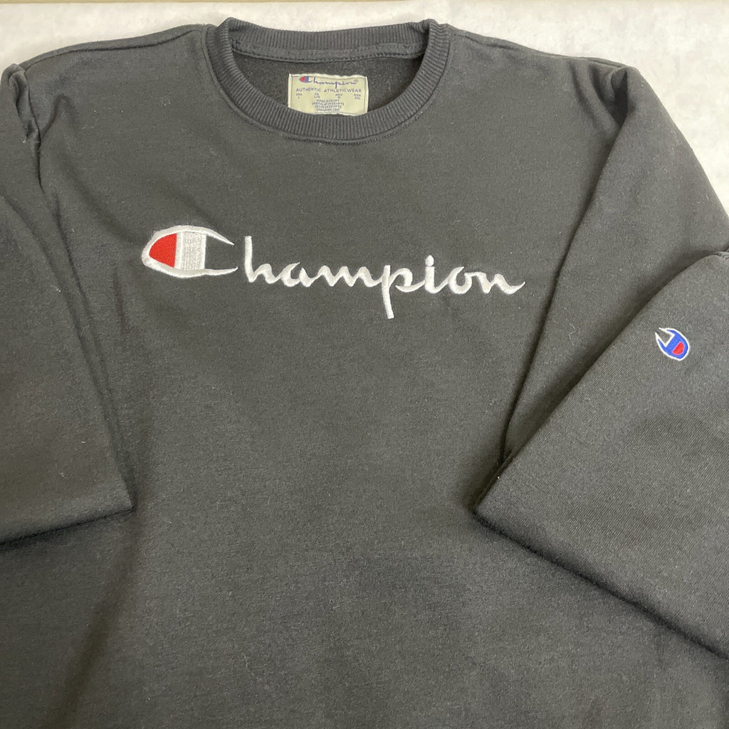 Champion Adult (Men’s/Women’s) Size L Black Sweatshirt w/Embroidered Lettering