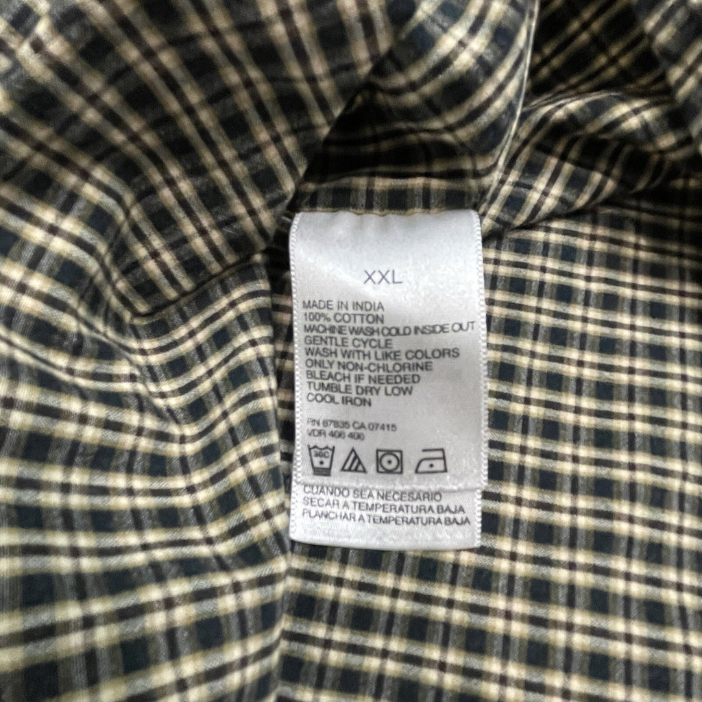 Nautica Jeans Co. Men's XXL (2XL) Black Tan Plaid Long Sleeve Button Up Shirt
