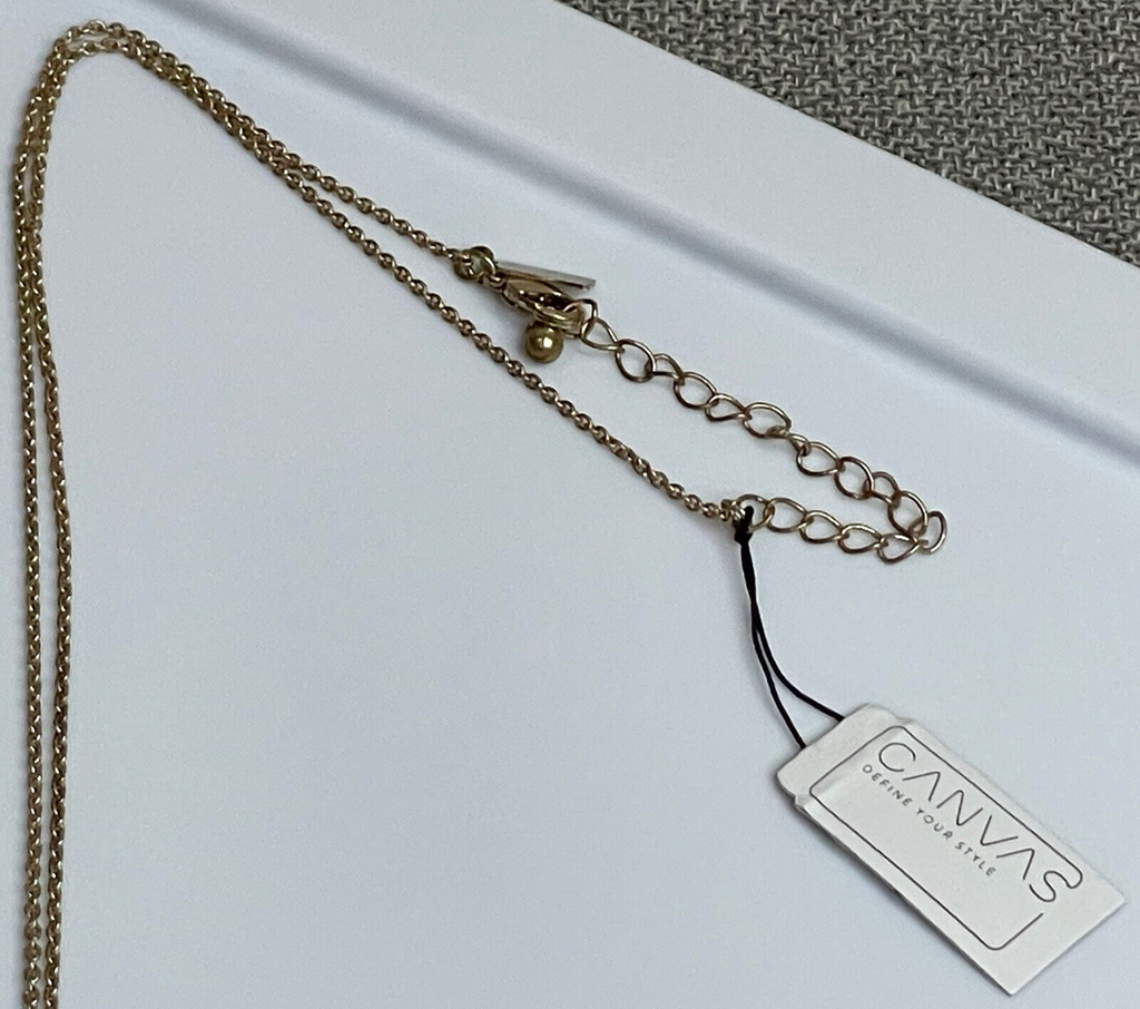 Canvas Women's Fashion Jewelry Long Necklace Yellow & Blue Stone with Gold Chain