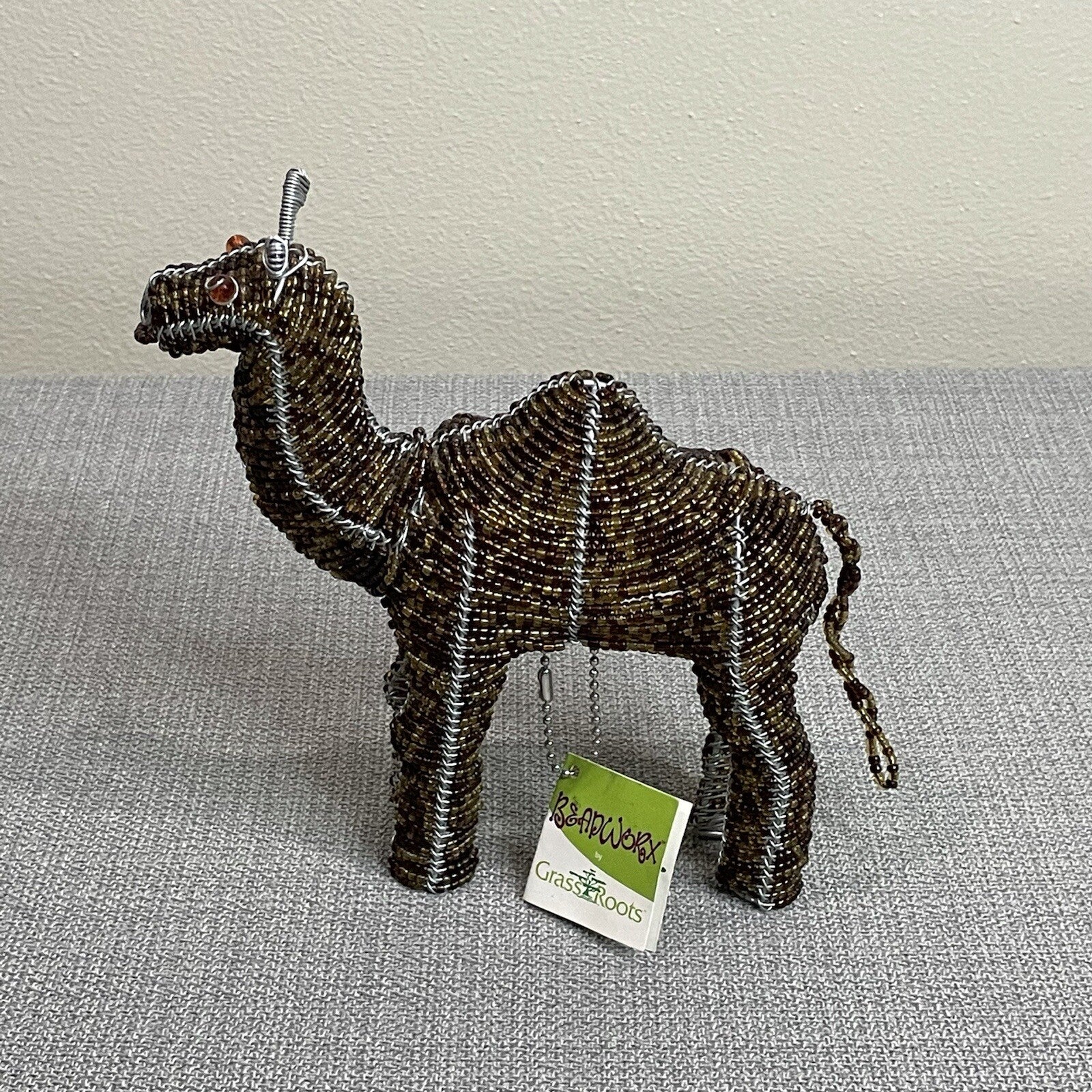 GrassRoots Creations (Beadworx) Decorative Metal Beaded Camel Sculpture
