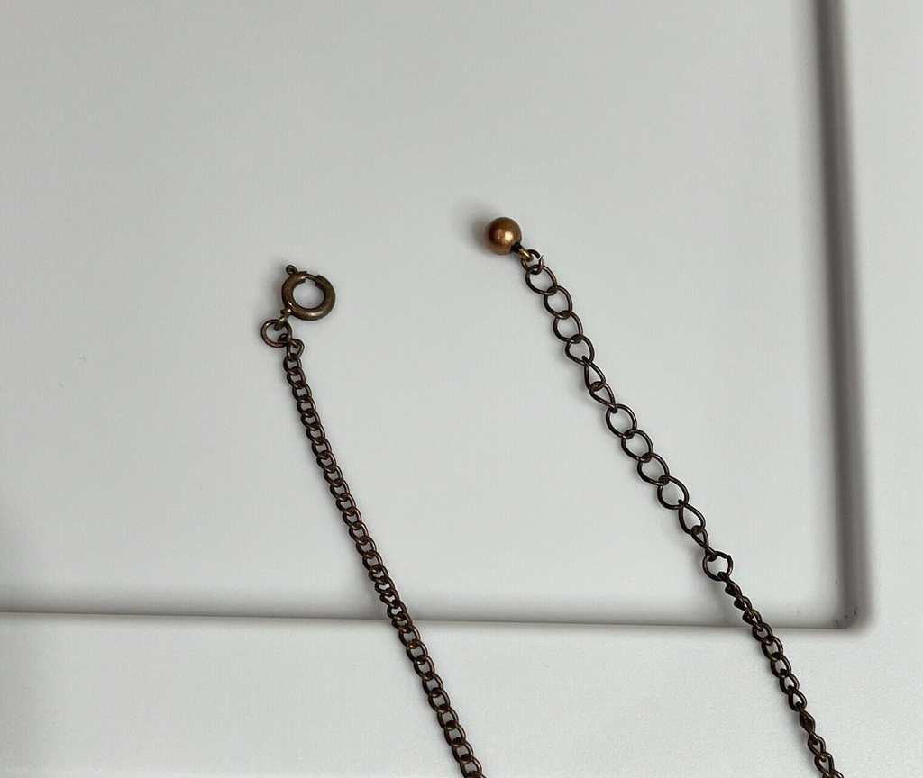Women's Fashion Jewelry Green Bronze Stone Accent Necklace Bronze Chain