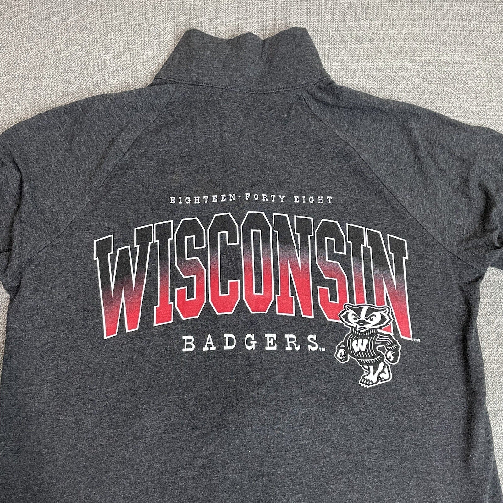 Boxercraft Women's Small Wisconsin Badgers Gray Lightweight Logo Sweater Jacket