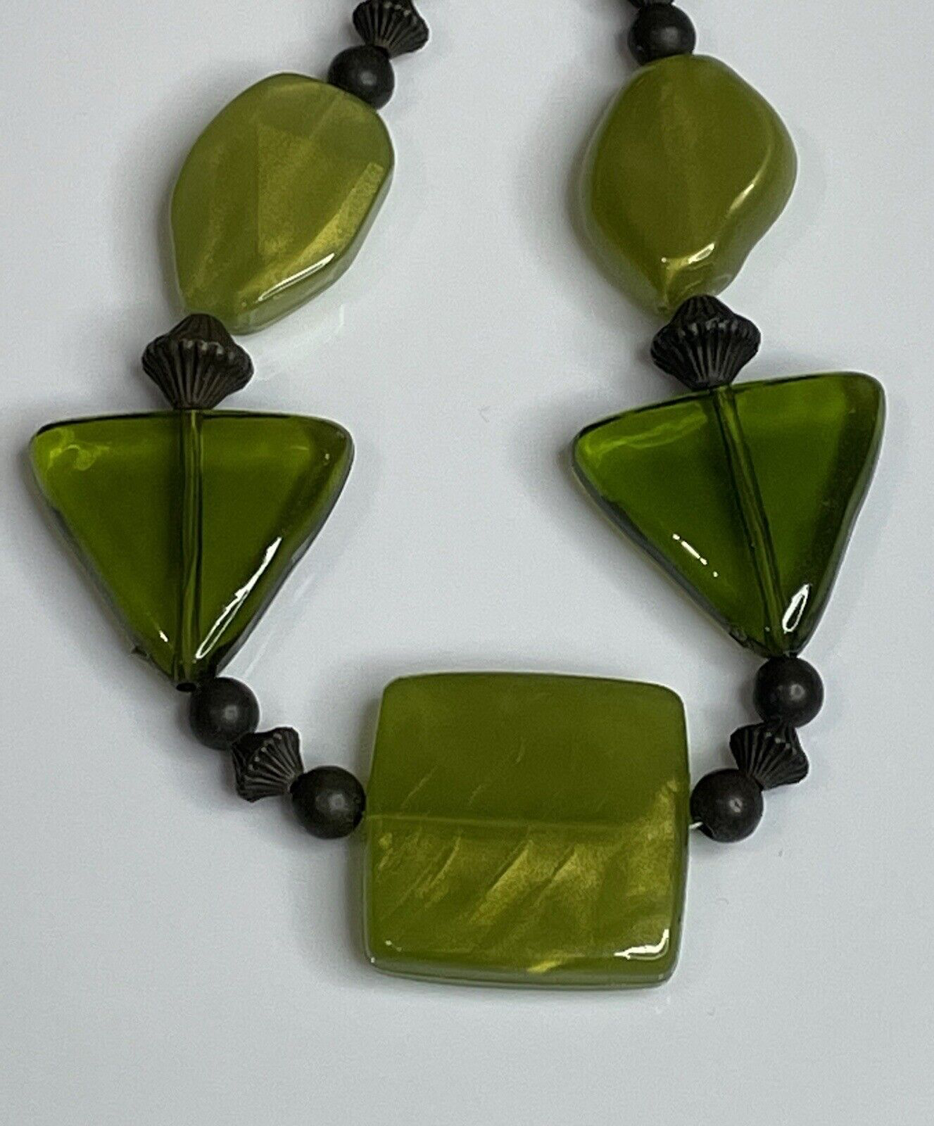 Women s Fashion Jewelry Green Shape Stones Chunky Necklace