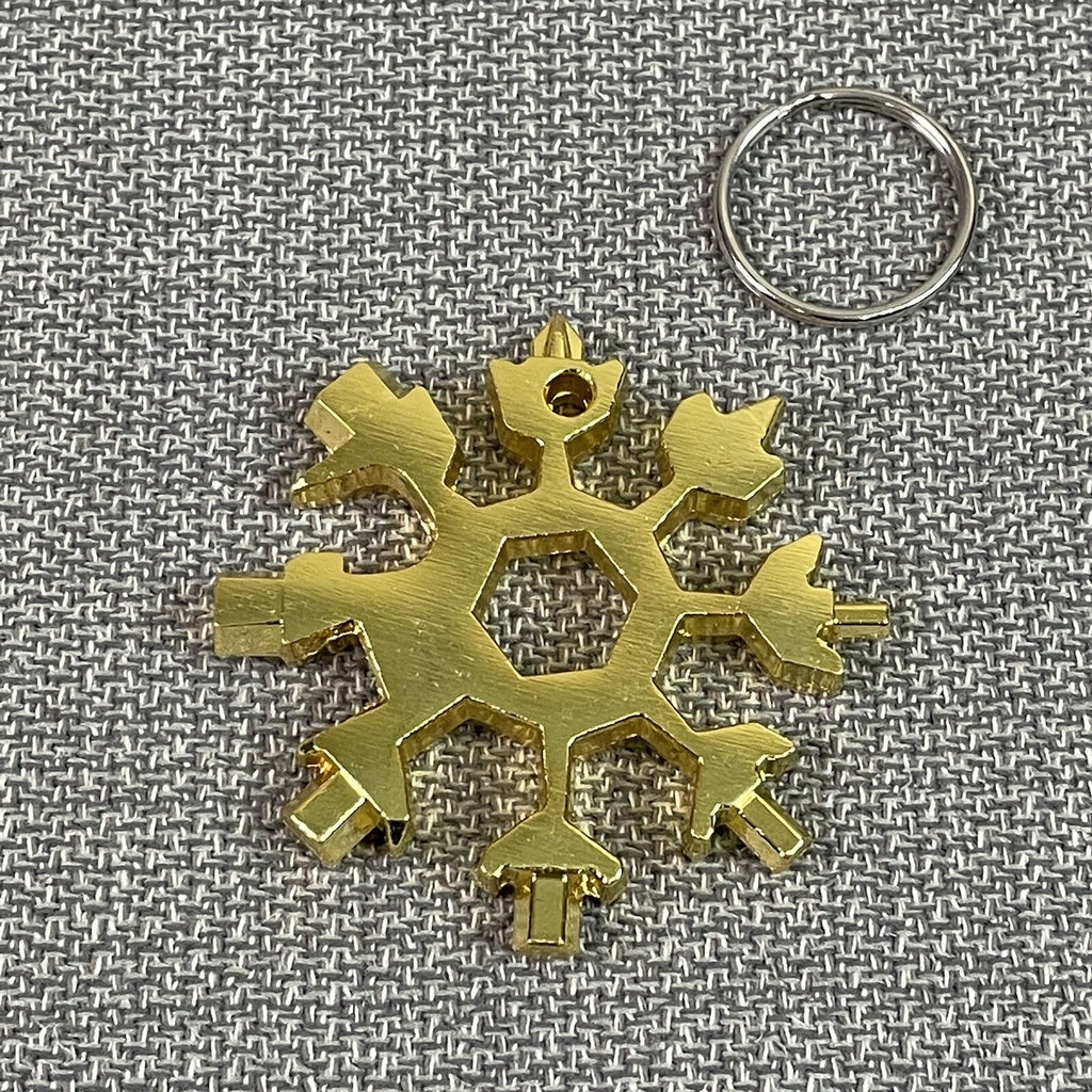 Decorative Metal Cutout Snowflake Keychain Multi Tool / Snowboarding Screwdriver