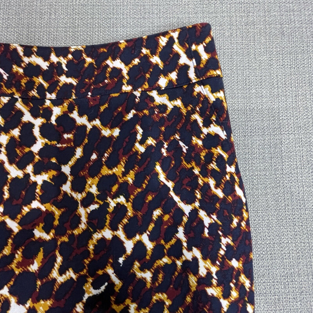 Merona Women Size 4 Navy Gold Animal Print Knee Length Leopard Pencil Skirt