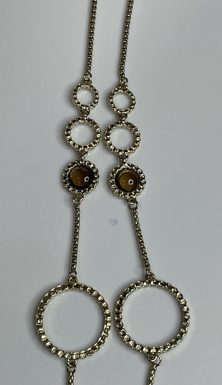 Napier Women's Fashion Jewelry Long Amber Peach Stone Necklace with Gold Chain