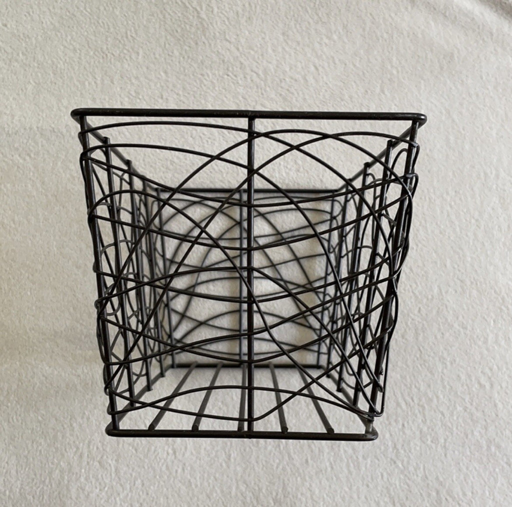 Decorative Brown Swirled Metal Storage Basket / Bin / Container