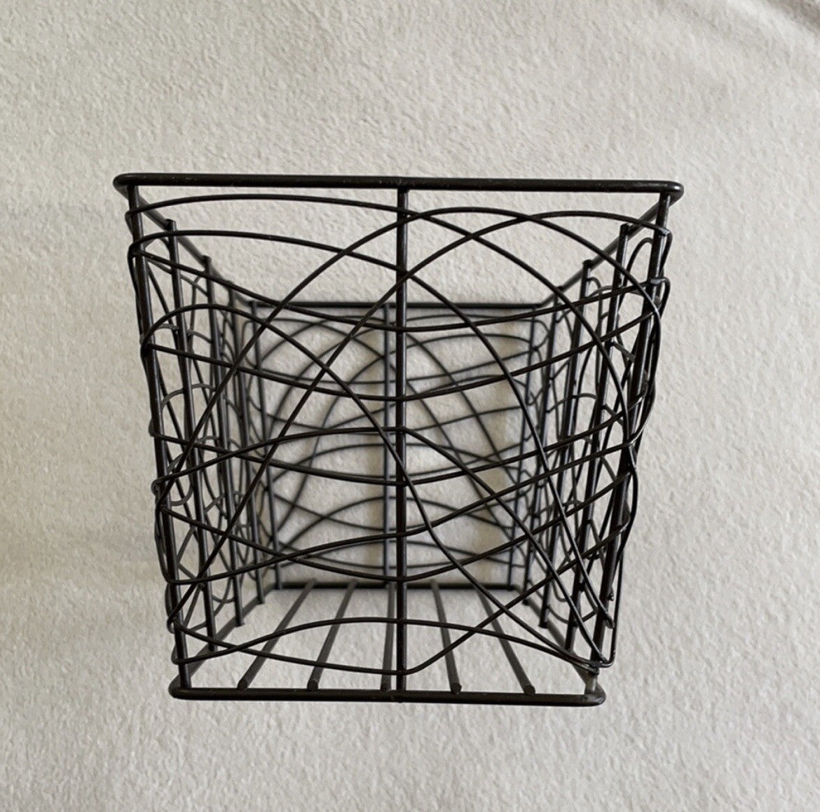 Decorative Brown Swirled Metal Storage Basket / Bin / Container