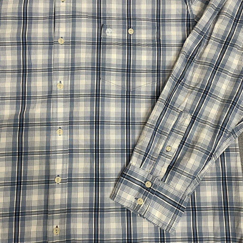 Timberland Men's XXL (2XL) Blue Plaid Long Sleeve Button Up Dress Shirt