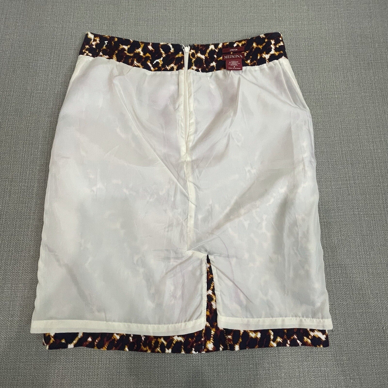 Merona Women Size 4 Navy Gold Animal Print Knee Length Leopard Pencil Skirt
