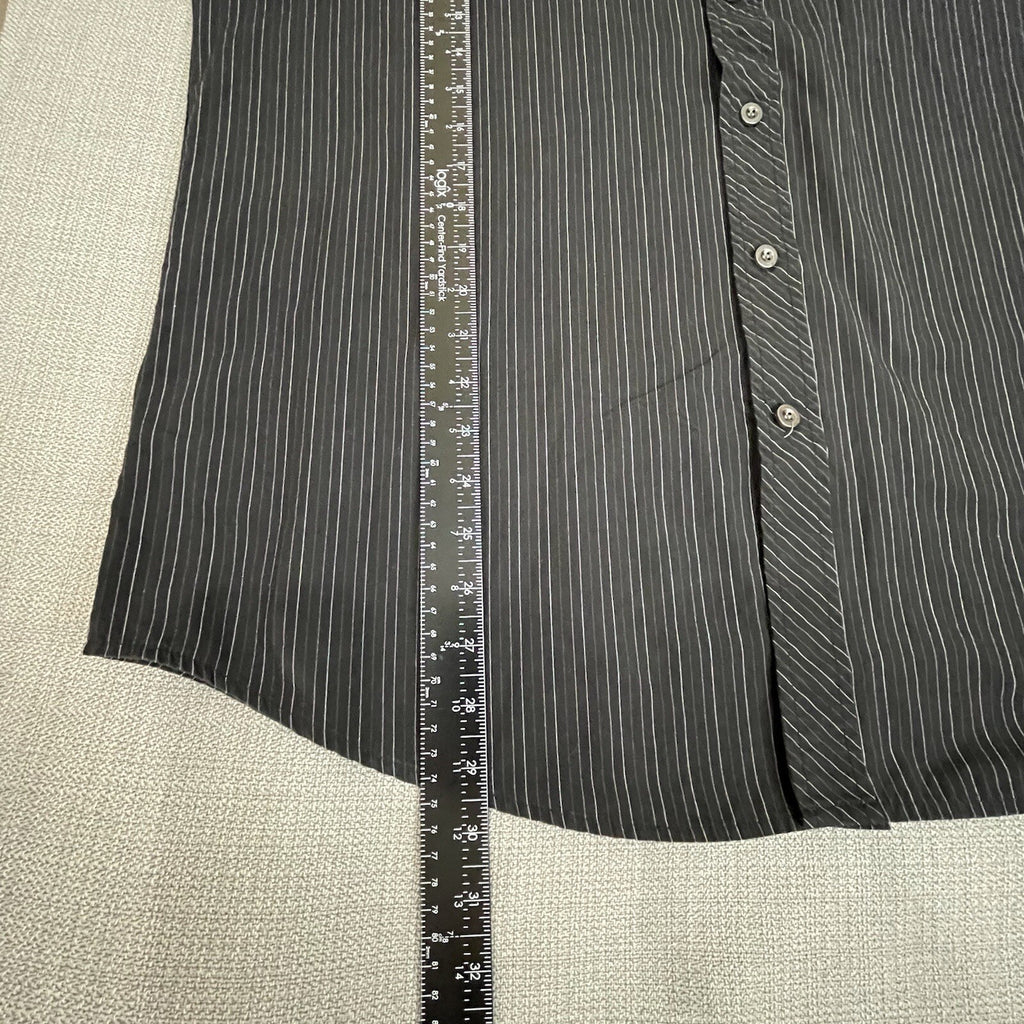Level Ten Men XXL Black Striped Long Sleeve Button Up Shirt with Back Design 2XL