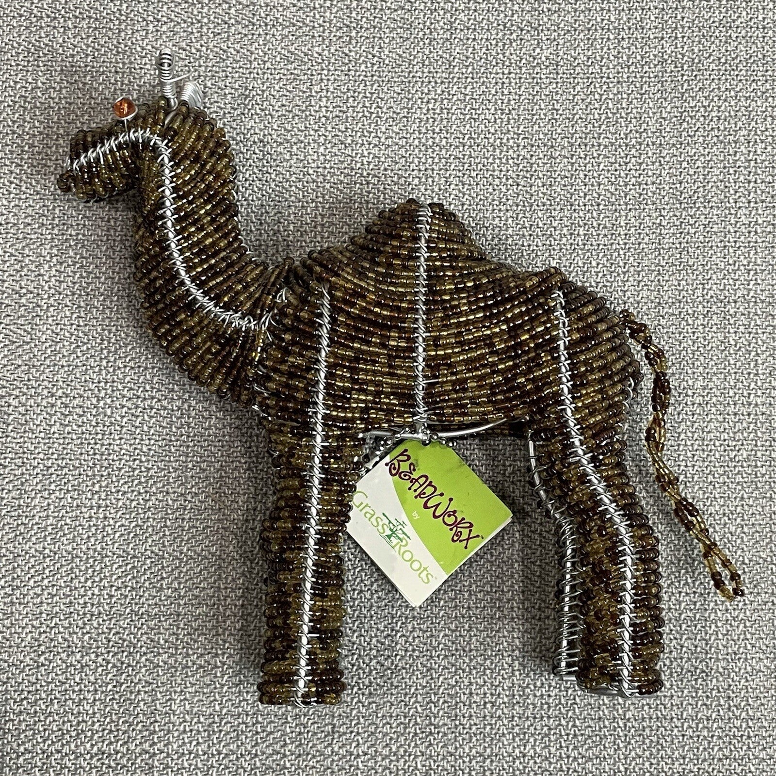 GrassRoots Creations (Beadworx) Decorative Metal Beaded Camel Sculpture
