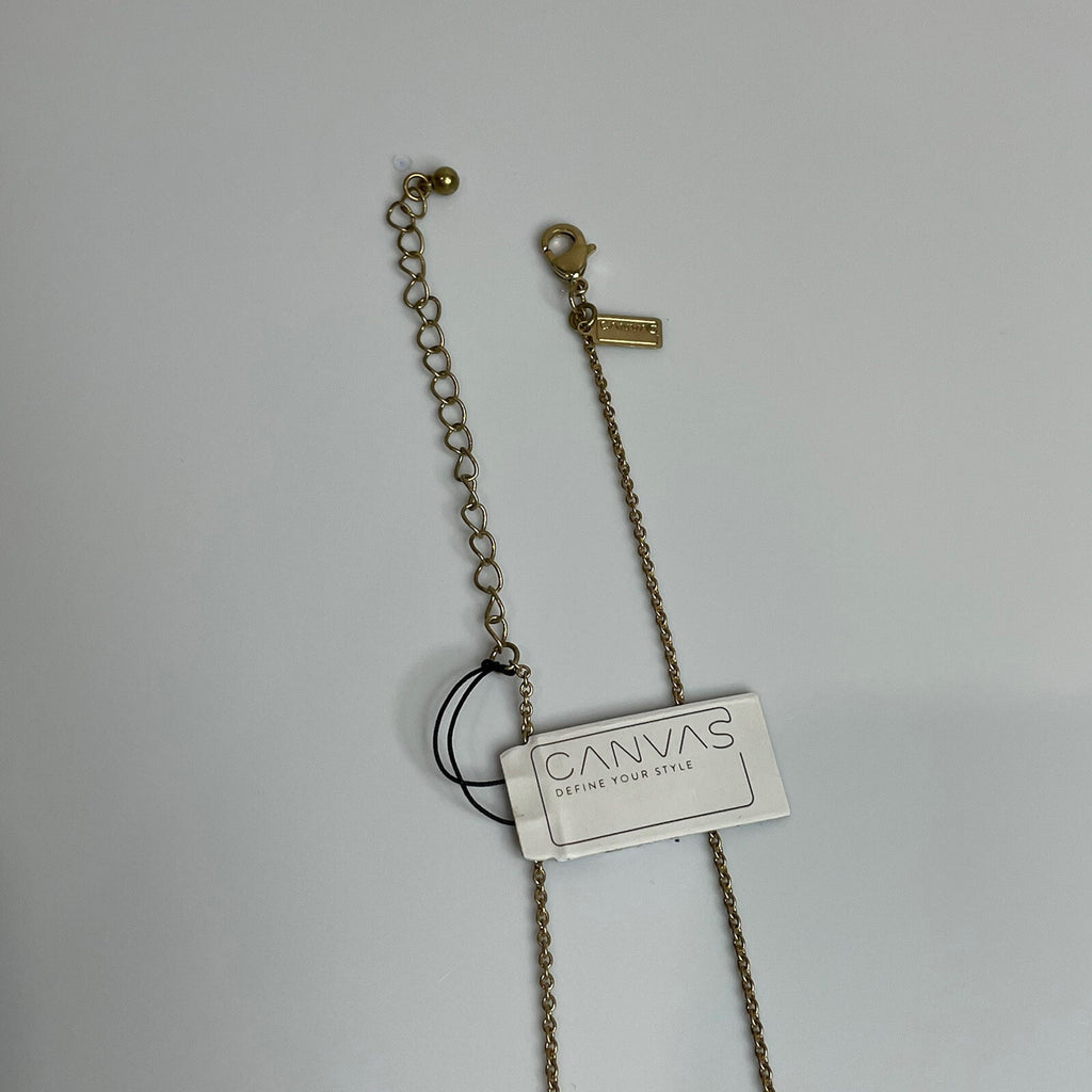 Canvas Women's Fashion Jewelry Long Necklace Yellow & Blue Stone with Gold Chain