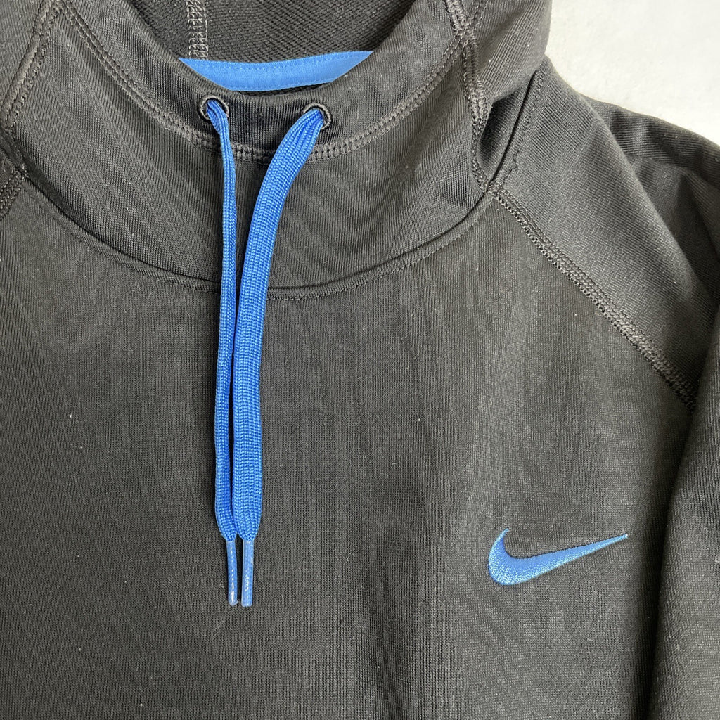 NIKE Women’s Just Do It Black/Blue Hoodie With Embroidered Logo Size Large