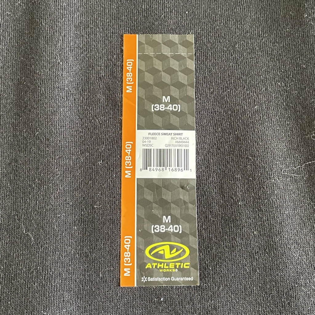 NWT Athletic Works Men's Size 2XL (50-52) DriWorks Black Fleece Sweatshirt