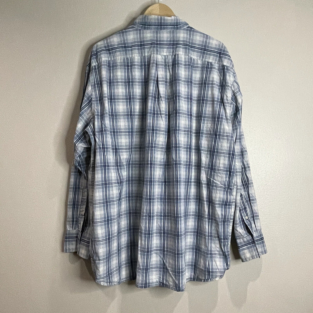 Timberland Men's XXL (2XL) Blue Plaid Long Sleeve Button Up Dress Shirt