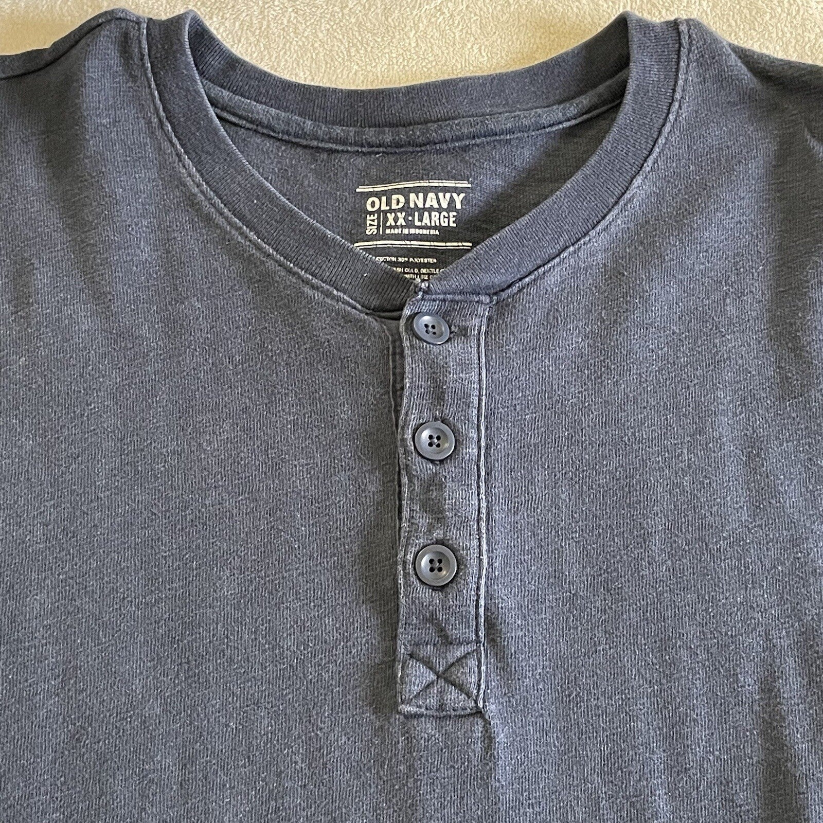 Old Navy Men's Size XX-Large (2XL) Blue Long Sleeve Casual Henley Shirt