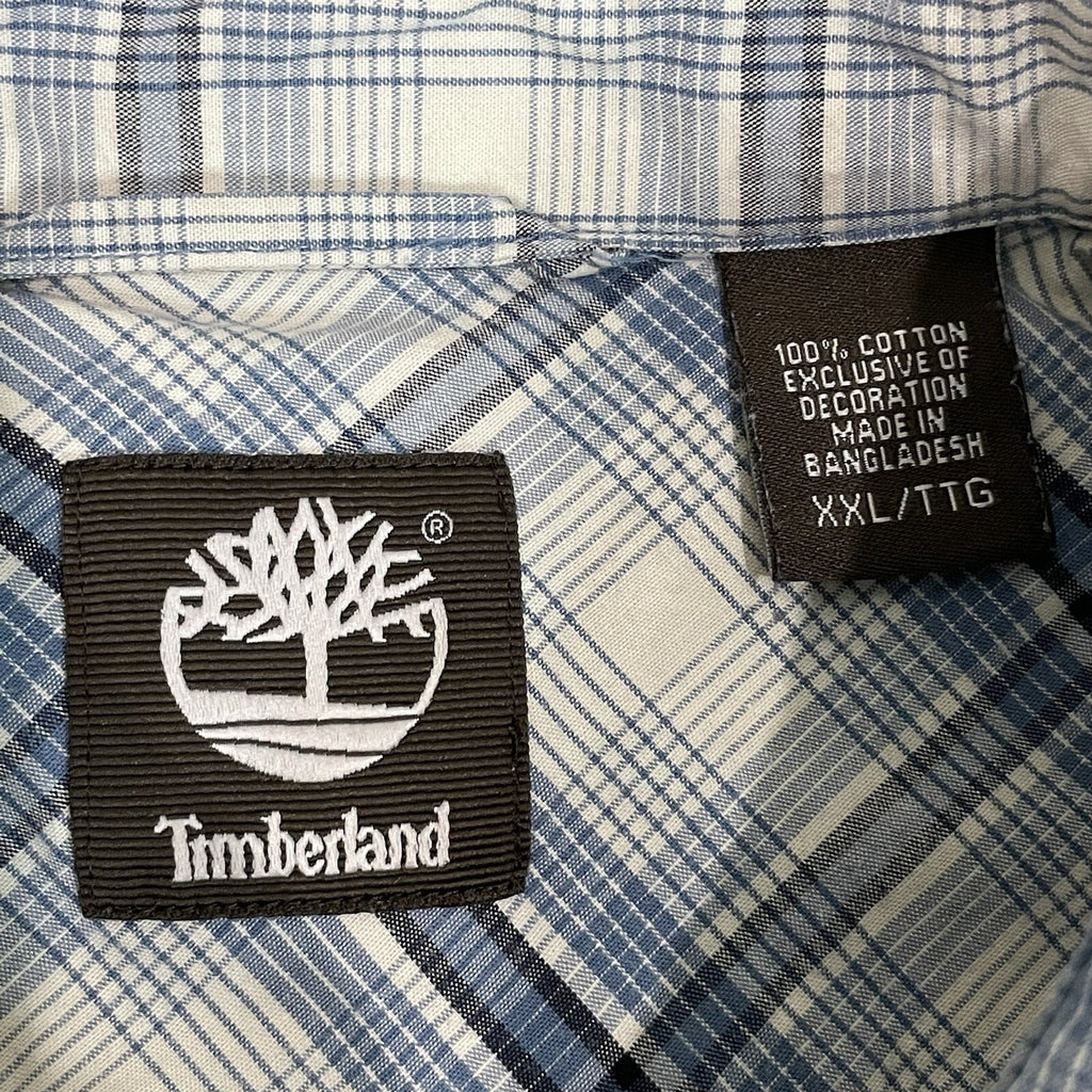 Timberland Men's XXL (2XL) Blue Plaid Long Sleeve Button Up Dress Shirt