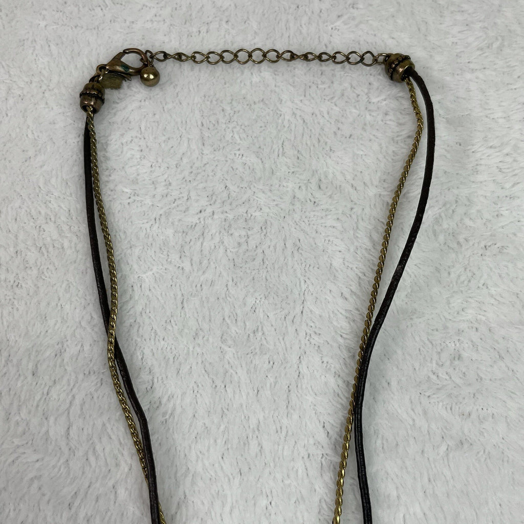 Laura Ashley Women's Fashion Jewelry Turquoise & Gold Flakes Medallion Necklace