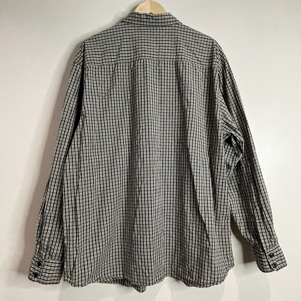 Nautica Jeans Co. Men's XXL (2XL) Black Tan Plaid Long Sleeve Button Up Shirt