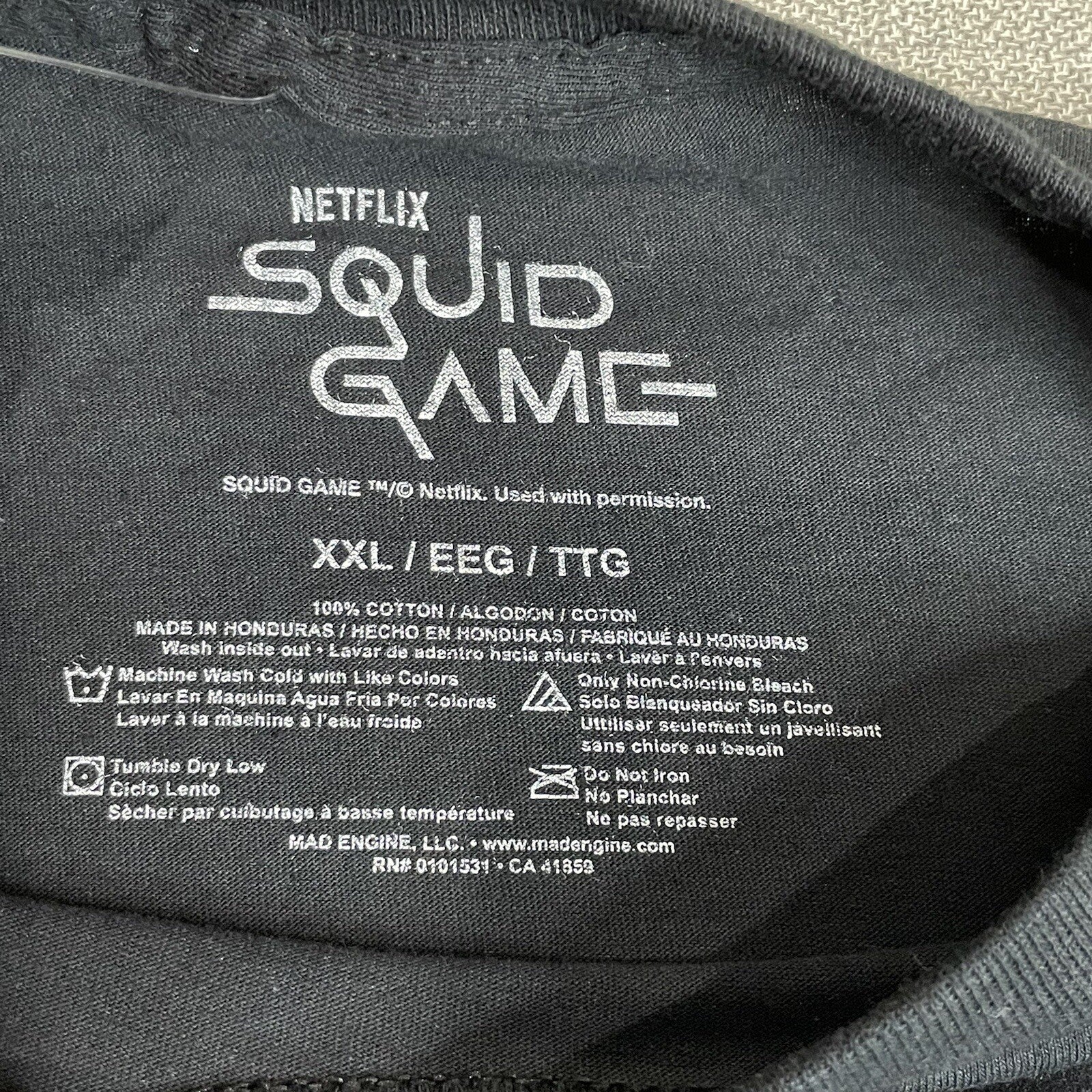NWT Netflix Squid Game Mens Womens Adult Size XXL (2XL) Black Logo T-Shirt