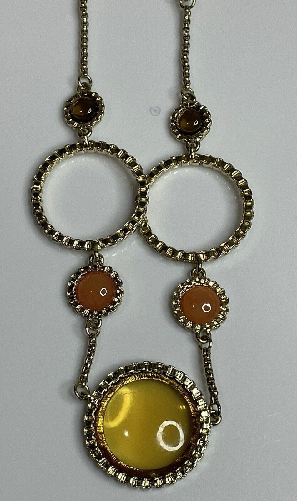 Napier Women's Fashion Jewelry Long Amber Peach Stone Necklace with Gold Chain