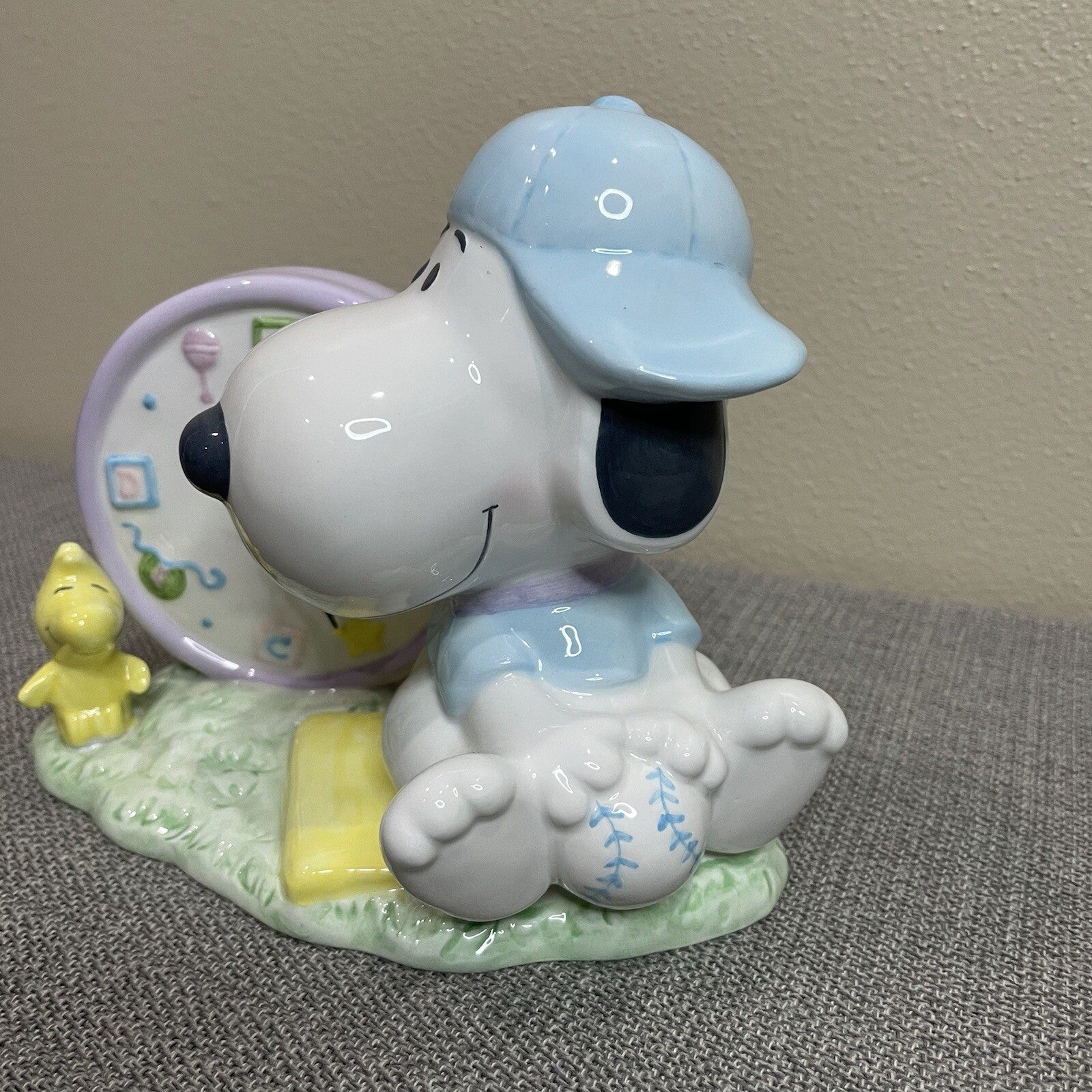 Hallmark Studio B Baby Snoopy Woodstock Baseball Clock Decorative Figurine Decor