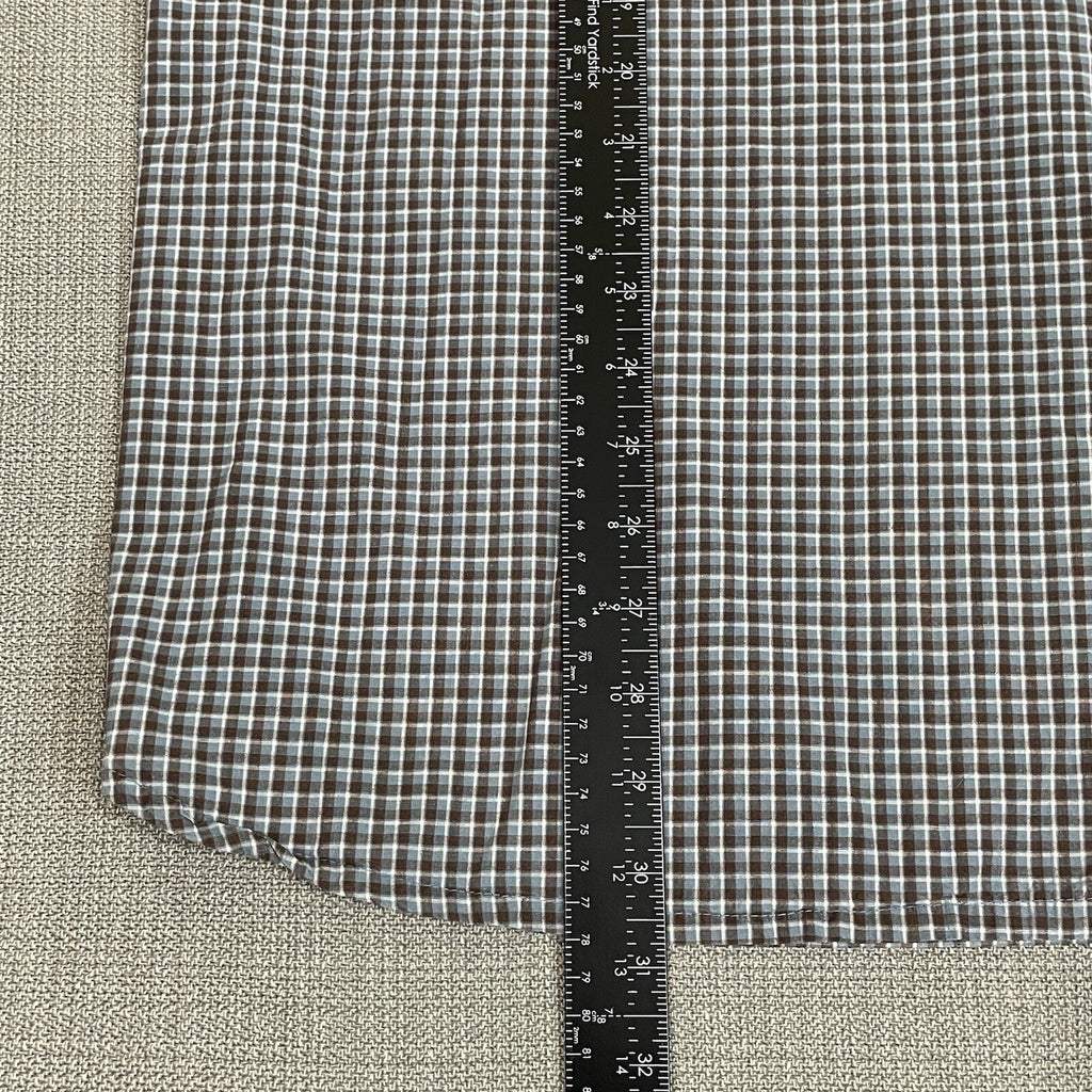 Timberland Men's XXL (2XL) Brown Blue Plaid Long Sleeve Button Up Dress Shirt