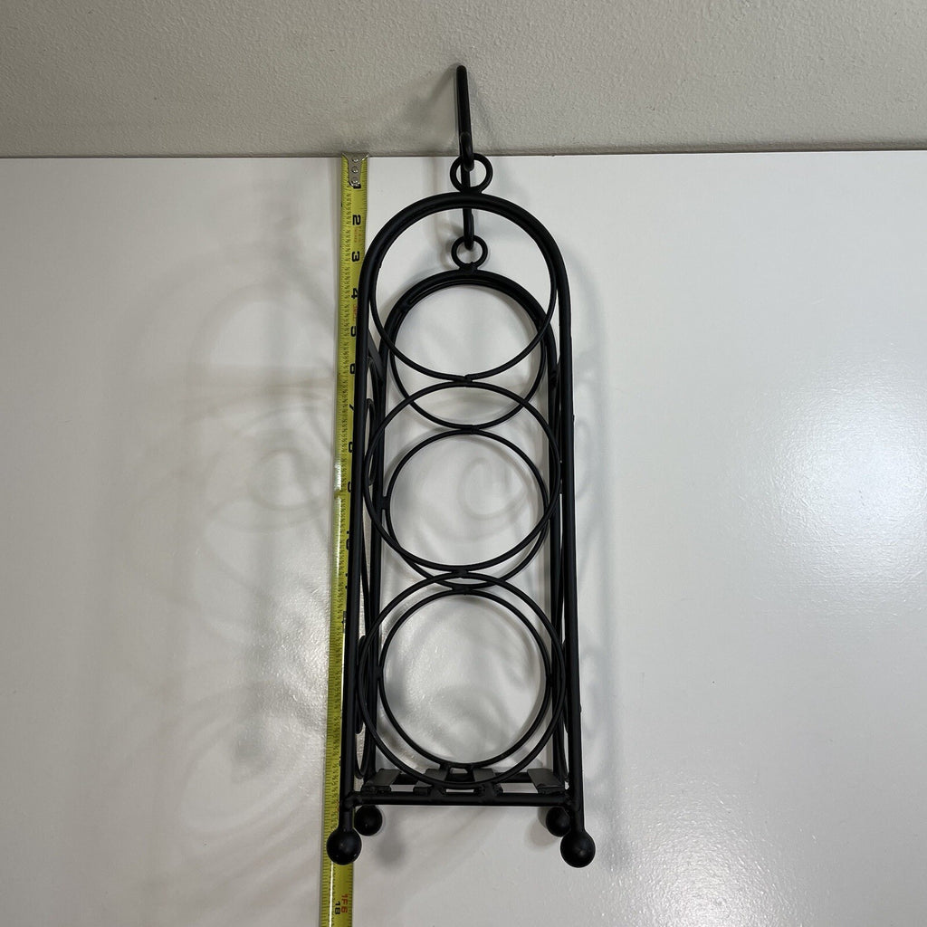 Decorative Black Metal/Iron Wine Rack / Bottle Holder (Holds 3 Bottles)