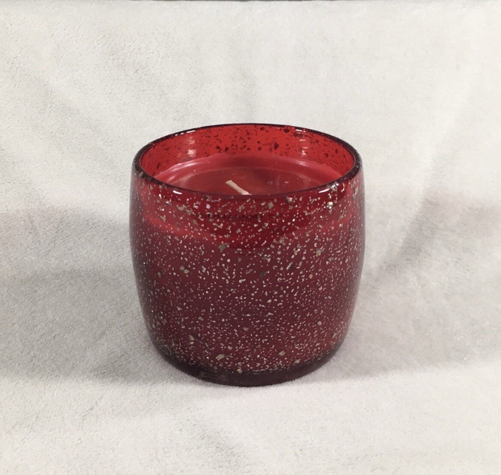 Decorative Candle Art Blown Glass Red with Gold Flecks / Cinnamon Stick