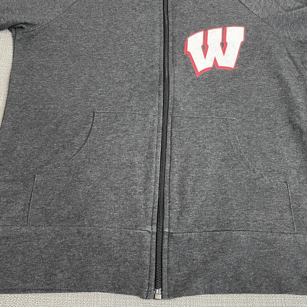 Boxercraft Women's Small Wisconsin Badgers Gray Lightweight Logo Sweater Jacket