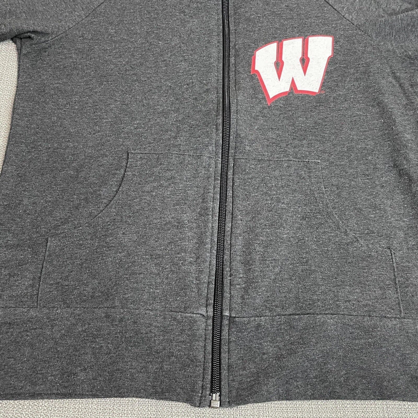 Boxercraft Women's Small Wisconsin Badgers Gray Lightweight Logo Sweater Jacket